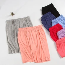 Пижамные брюки женские шорты Модальные хлопковые однотонные плюс размер тонкие свободные lounge эластичные по колено короткие летние