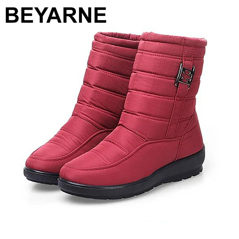 En Ligne BEYARNE Femmes Neige Cheville Bottes Femelle Fermeture Éclair Vers Le Bas D hiver Bottes Anti Dérapage Étanche Flexible En Peluche Semelle Botas