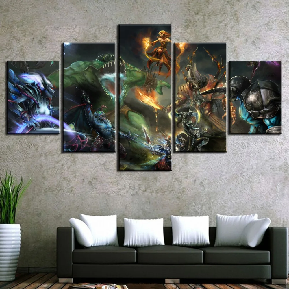 Canvas Wall Art Painting Modern HD Print Home Decor Picture DotA 2 Game 5 Piece Canvas Wall Art For