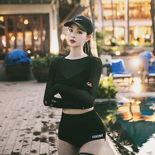 

Girl Swimsuit Windsurfing Swiming Swim Suit Women Plus Size Korea Swimwear Rash Guard Female Korean New Sexy Black Screen