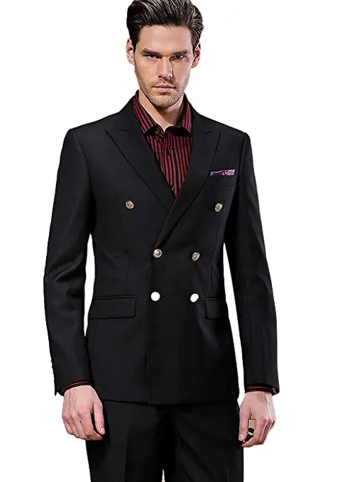 

High Quality Double-Breasted Groomsmen Peak Lapel Groom Tuxedos Men Suits Wedding/Prom Best Man Blazer ( Jacket+Pants+Tie) T23