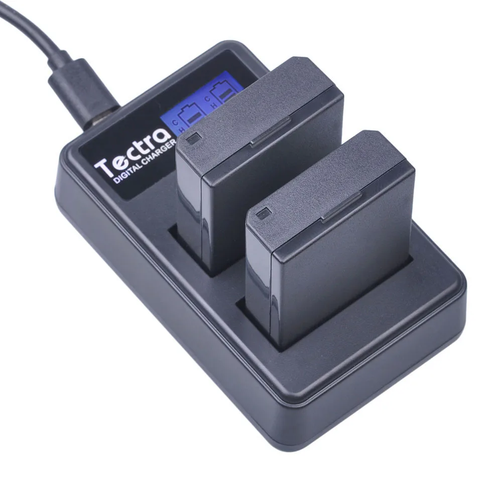 Аккумулятор Tectra 2 xLP E10 LPE10 + двойное зарядное устройство USB с ЖК дисплеем для Canon EOS