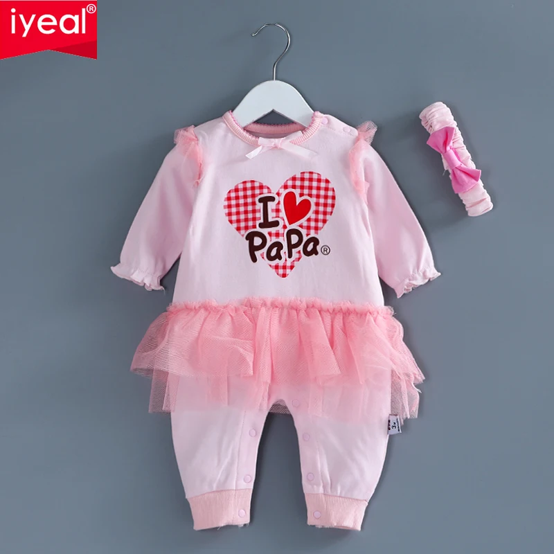 IYEAL Newborn Baby Girl Lace Romper Fashion Brand Cotton Infant Toddler