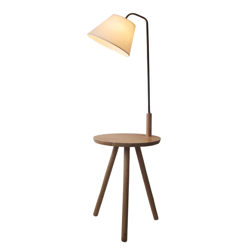 

Modern Minimalist Floor Lamp table light Wood Tripod simple life white Fabric Shade Creative Living Room Study Lighting Fixture