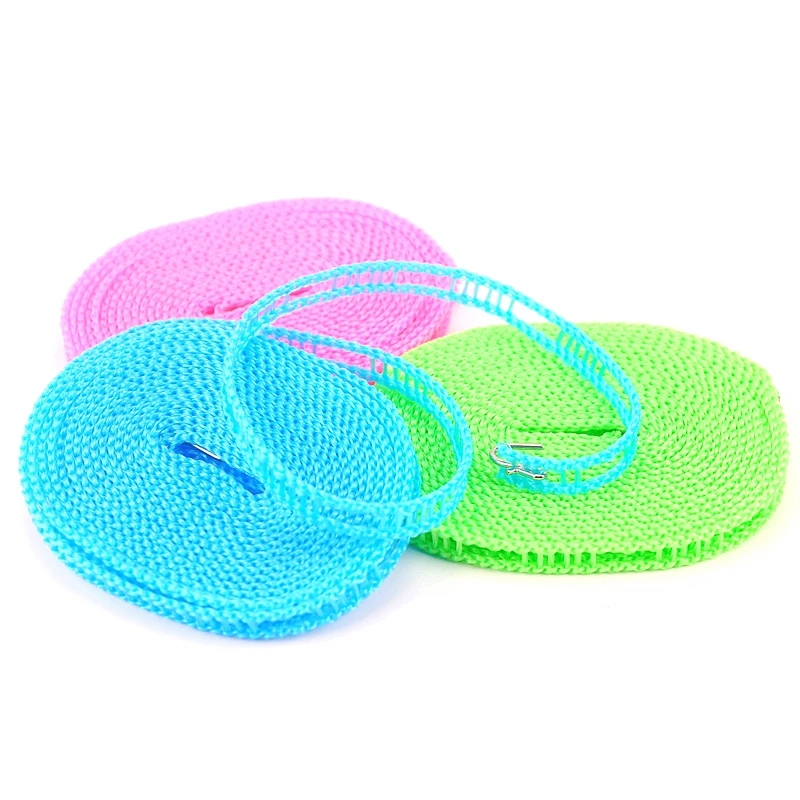 

1pcOutdoor Windproof 5m Adjustable Strength Nylon Durable Anti Slip Drying Clothes Hangers Rope Clothesline Washing Line Laundry