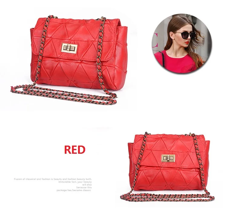 MJ Brand Genuine Leather Women Messenger Bag Patchwork Sheepskin Leather Shoulder Bags Women Crossbody Bag Ladies Chain Handbag (10)