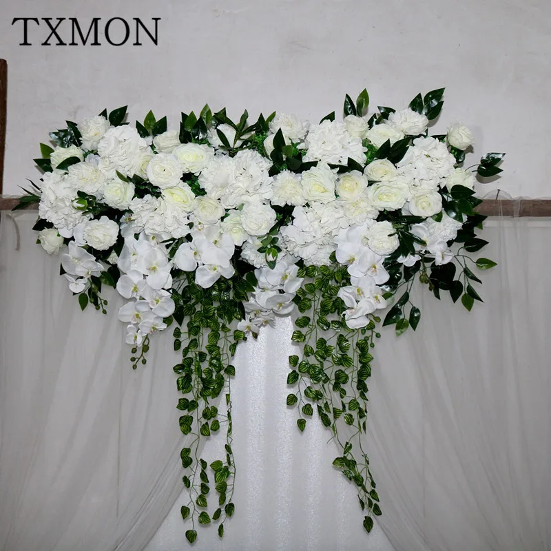 

Custom wedding silk flower row T Taiwan road lead flower set simulation floral wedding background wall ceremony pavilion arch