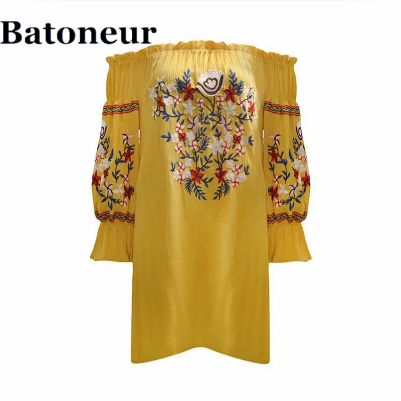 Summer-Boho-Embroidery-Floral-Beach-Dress-Chiffon-Mini-Women-Yellow-Off-Shoulder-Flower-Short-Dress-Lantern (3)