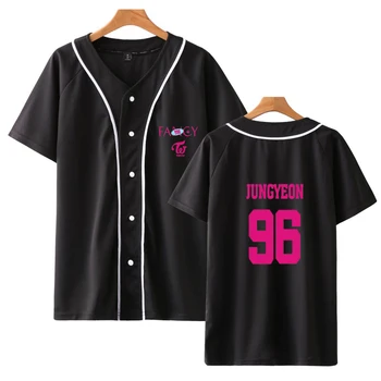

Summer TWICE FANCY V-neck Baseball Tee stylish Short Sleeve Kpop Harajuku Casual Fashion Soft 2019 New Women/men Summer Shirt