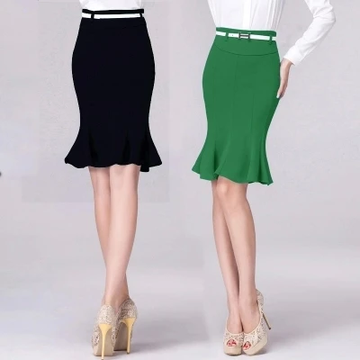 Falbala denim skirts short skirt female new fishtail skirt ofHigh Waist  Pleated Skirts jean skirts in summer