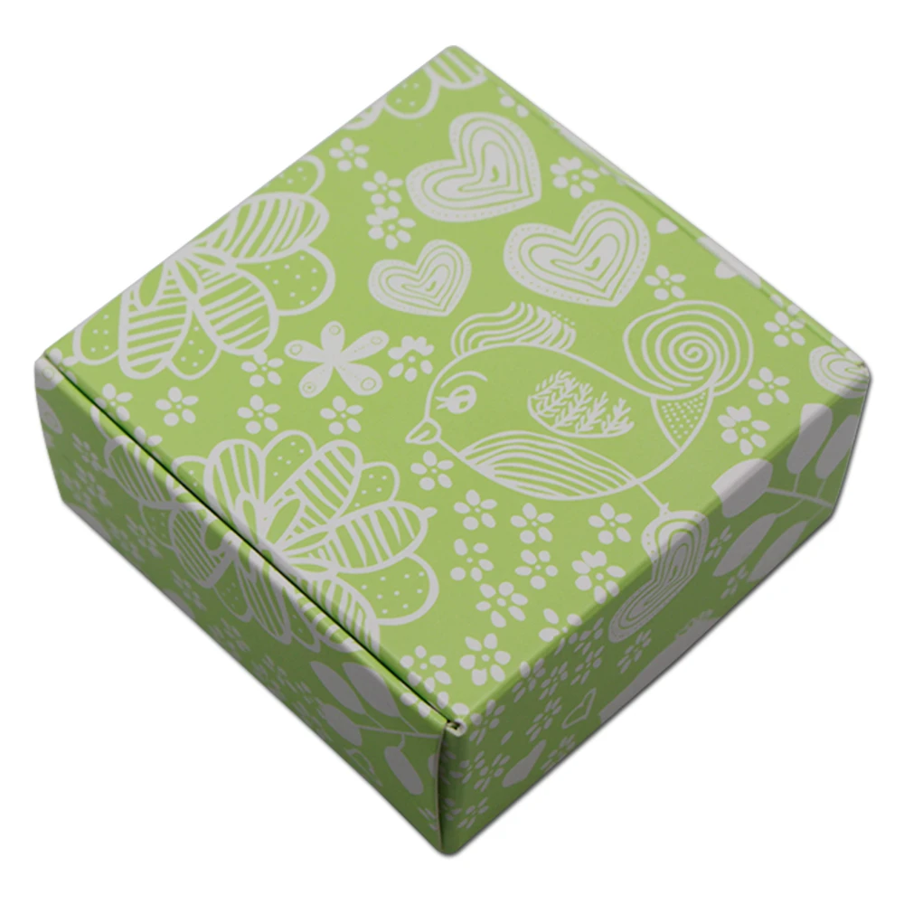 250Pcs/lot Green Papercard Package Box Jewelry DIY Craft Kraft Paper Packing Snack Retail Carton Pack with Pattern Print | Дом и сад