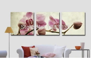 

Hand Painted 3 Piece Wall Art Canvas Orchid Flower Oil Painting Modern Abstract Decoration Home Picture Set