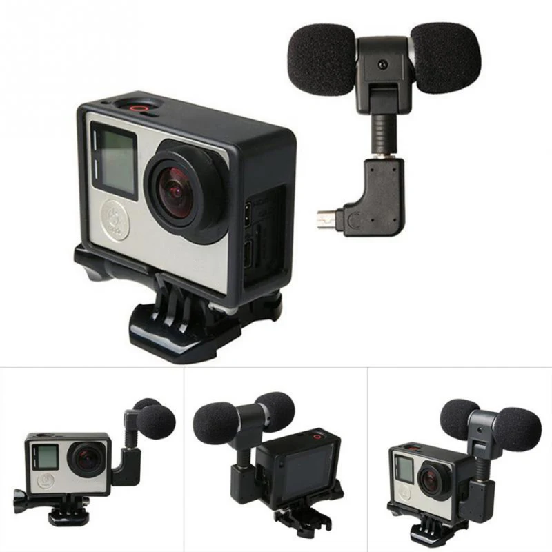 

Mini Stereo Microphone for Hero4 Standard Protective Frame Case Cable Cord 3.5mm Mic Adapter for Gopro Hero 4 3+ 3 USB