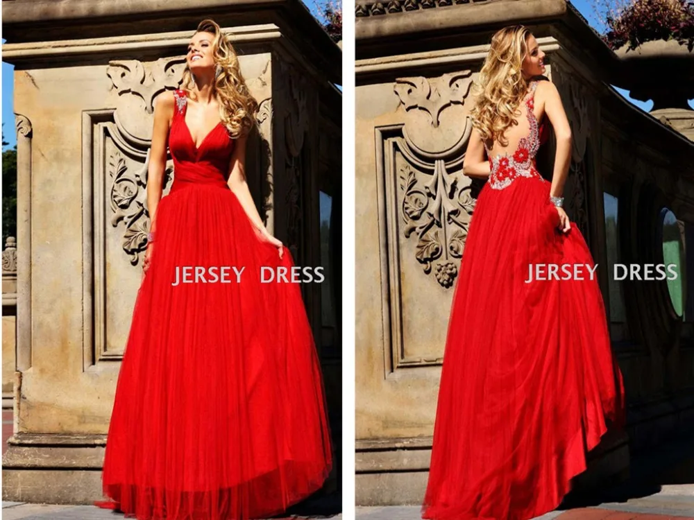 Макси sexy глубокий V-образным Вырезом красный длинные vestidos formales вечер sexy бисером спинки homecoming платья