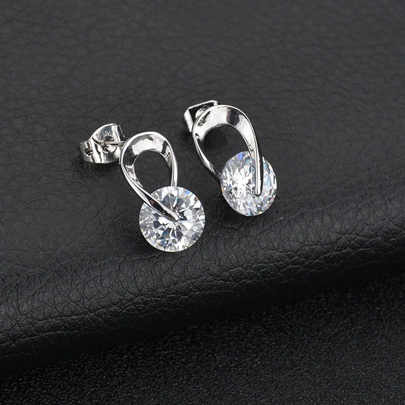 

Silver Color Zircon Rhinestone Dangle Earrings For Women Simple Long Earrings Wedding Jewelry