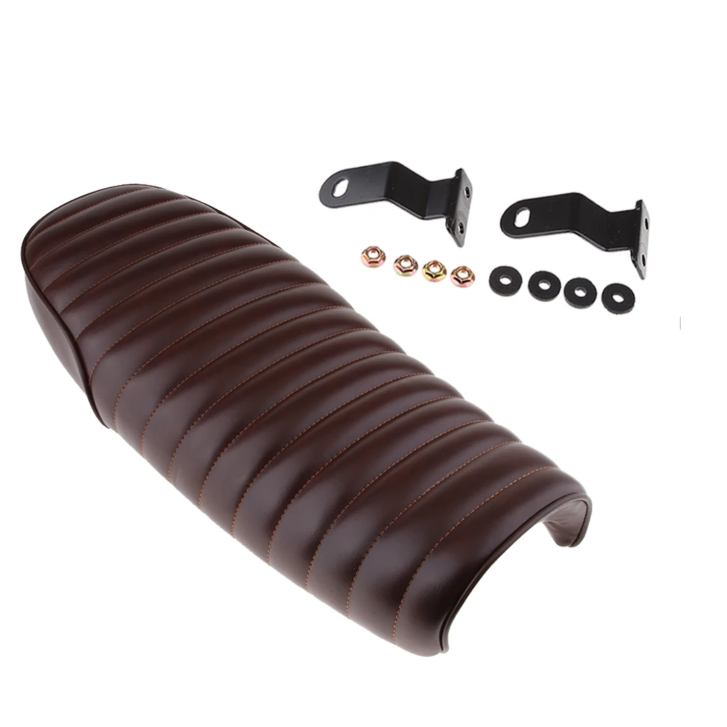 Brown Motorbike Frame Flat Seat Vintage Saddle Cafe Racer Cushion Seat for Universal New Flat Brat Seat Vintage Cushion