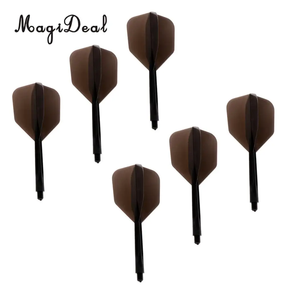 MagiDeal 18 Pieces Plastic Transparent 2BA Thread Dart Shafts Dart Flights Black White Blue Mix 