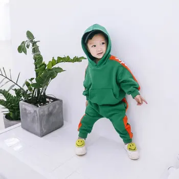 

SFT-101 New Autumn Baby Boys Casual Fashion Patchwork Hooded Sweatshirt Clothing Set