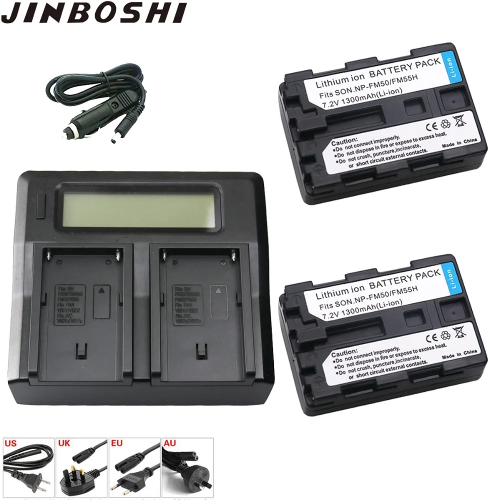 

2pc NP-FM50 NP FM50 NP-FM55H Li-ion Battery +LCD Dual Quick Charger For Sony Alpha A100 DSLR-A100 A100K CCD-TRV408 DCR-PC105