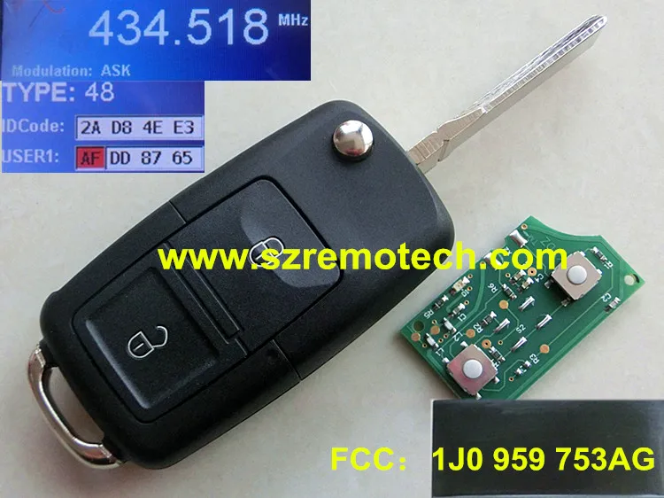 Prix pour Pliant Flip 2 BOUTON À Distance Clé Fob Cas 433 MHz ID48 Puces pour VW Beetle Bora Golf Passat Polo Transporter 1J0 959 753 AG Prix pour Pliant Flip 2 BOUTON À Distance Clé Fob Cas 433 MHz ID48 Puces pour VW Beetle Bora Golf Passat Polo Transporter 1J0 959 753 AG