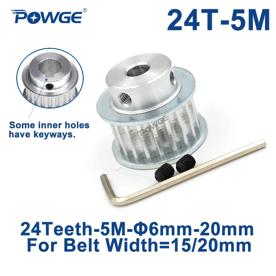 POWGE 24 Teeth HTD 5M Synchronous Pulley keyway Bore 8/10/12/14/15/16