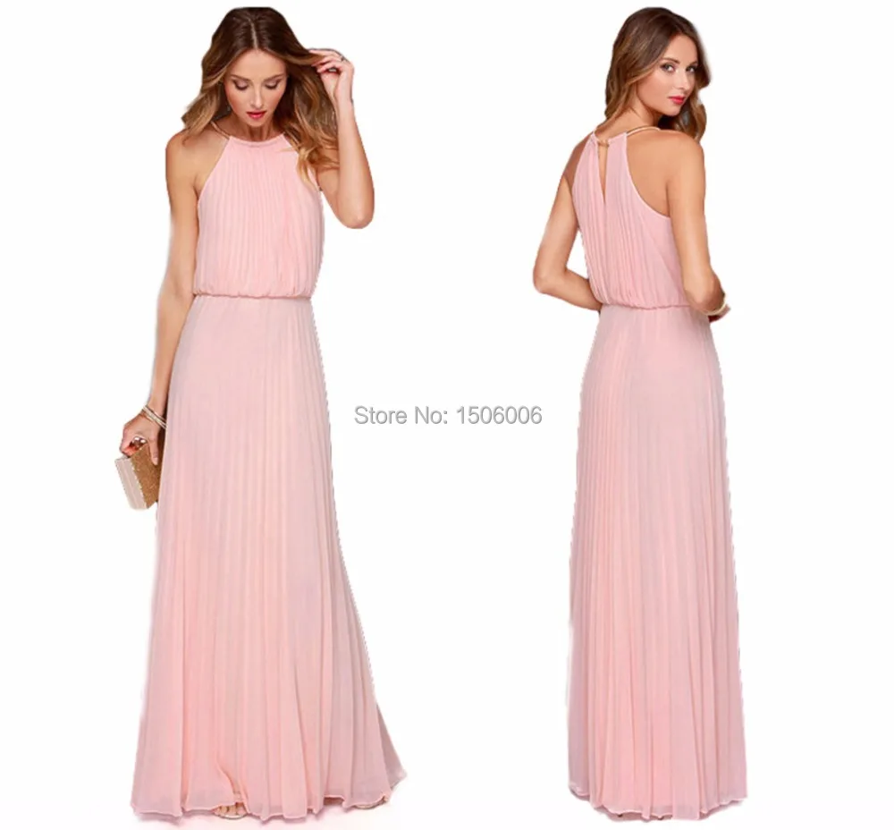 Pink Chiffon Sleeveless Bridesmaid Dresses 2017 New Arrival High Pink Chiffon Sleeveless Bridesmaid Dresses 2017 New Arrival High Quality Maid Of Honor Gowns Best Choice Gown Ax040 In From