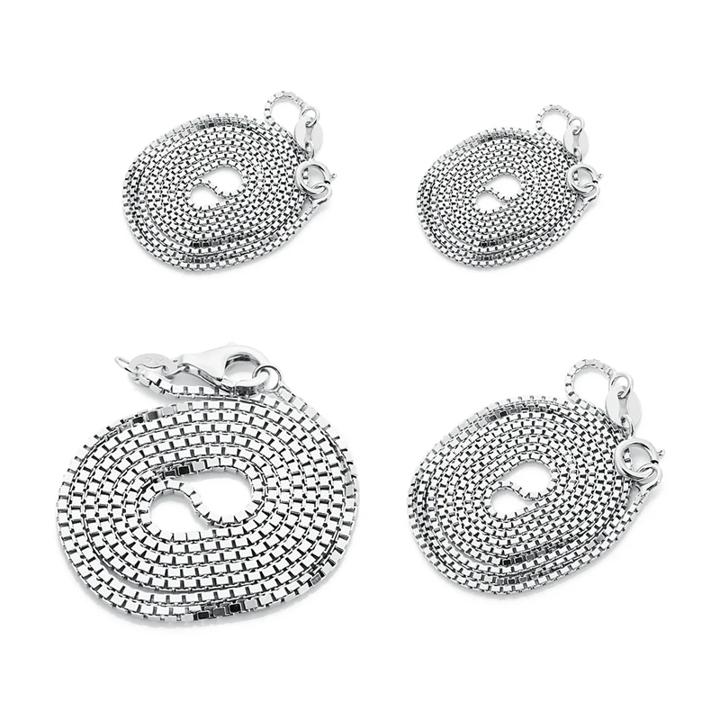 LouLeur 925 стерлингового серебра коробка цепи ожерелье серебро 0,6/0,8/1/1,5 мм 45-50 см колье для женщин 925 серебряные ювелирные изделия из материалов природного происхождения