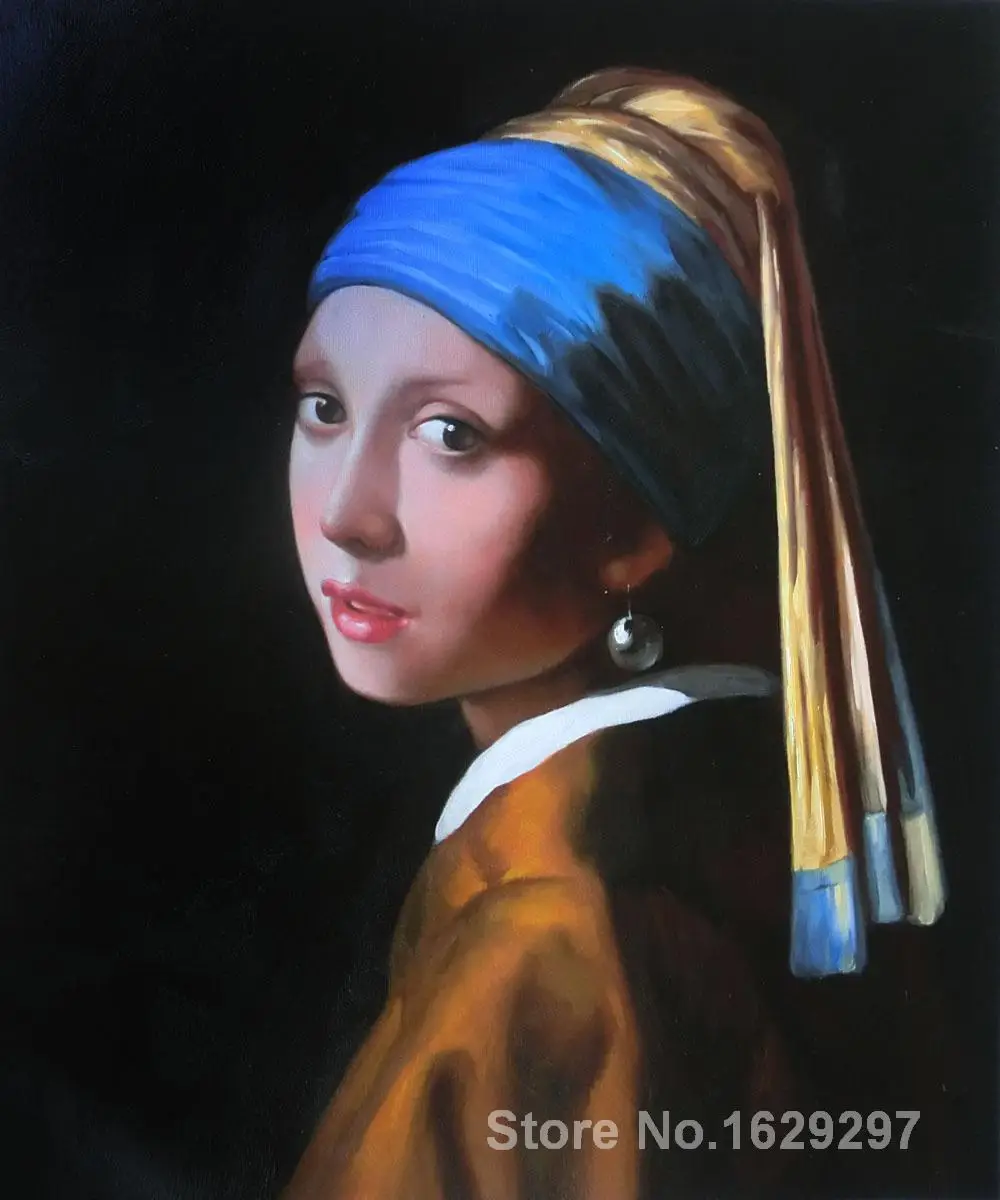 

Portrait Painting Girl with Pearl Earring by Johannes Vermeer Canvas High quality Hand painted