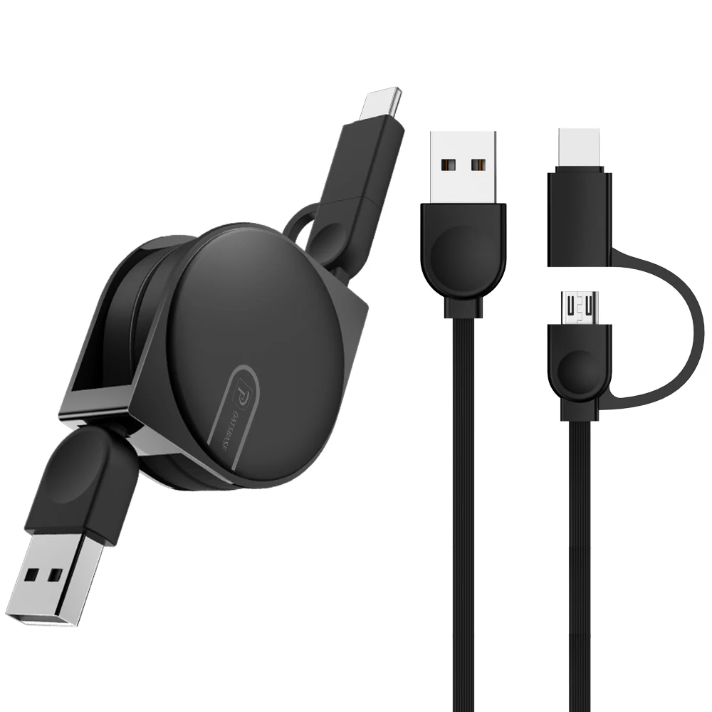 OATSBASF 2 в 1 порт типа C+ Micro USB кабель Android для samsung Xiaomi huawei Выдвижной зарядное устройство USB порт передачи данных 1 м - Цвет: Слоновая кость