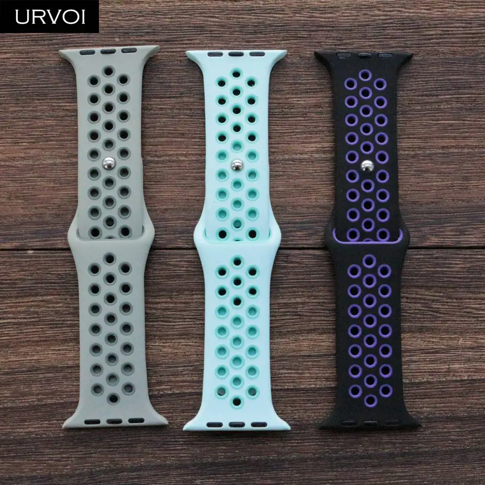 URVOI спортивный ремешок для Apple Watch Nike+ Серия 5 4 3 2 1 силиконовый ремешок для iwatch Дышащие новые цвета 38/40 42/44 мм