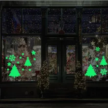 Новинка 1 шт. Светящиеся в темноте игрушки Рождественская елка снежинка светящиеся наклейки Декор Рождественская живопись игрушка ПВХ наклейки для детской комнаты