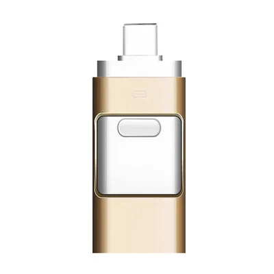 3-в-1 OTG флеш-накопитель USB 3,0 U диск Memory Stick хранения адаптер USB Flash Drive для iPhone iPad iOS Тип-C и компьютеры-золото