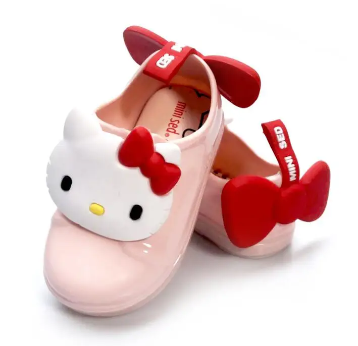 Розовый Стиль hello kitty пластиковые сандалии для девочек дышащая детская обувь детские сандалии - Цвет: Розовый