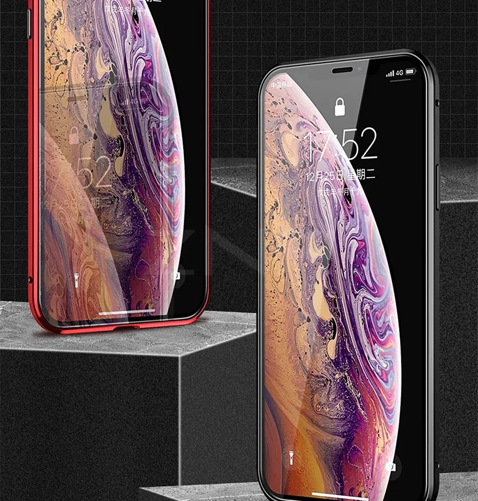 ZNP Магнитный адсорбционный металлический чехол для телефона для iPhone 6 6s 8 7 Plus X двухсторонний стеклянный Магнитный чехол для iPhone X XS Чехлы для MAX XR