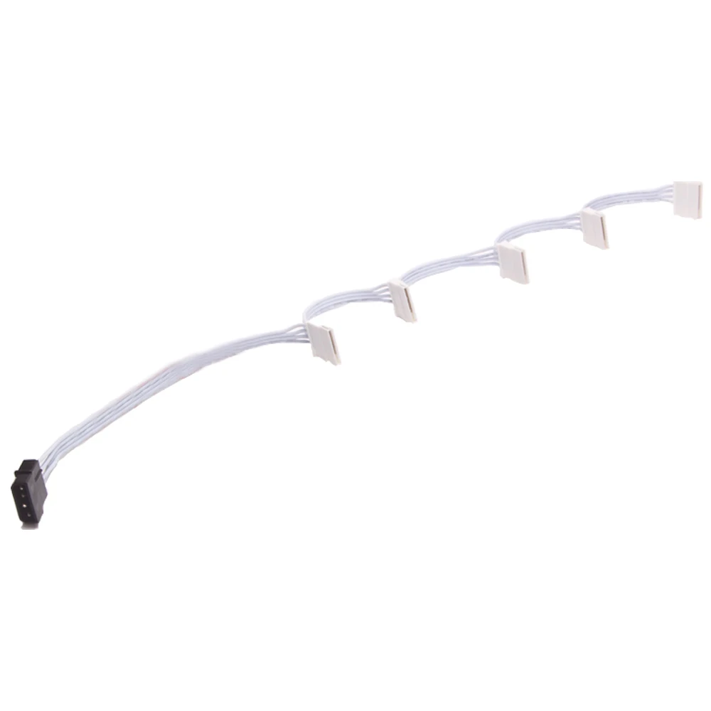 

High Quality 1 Pcs Practical Durable PC Server 4 pins IDE Molex 1 to 5 SATA Power Cable Adapter Splitter Cable 18AWG White