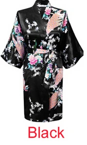 Китайский искусственный шелк моделирование Весна Лето Женский халат кимоно банное платье Ночная рубашка халат Феникс Цветочный узор H1F6 - Цвет: a4