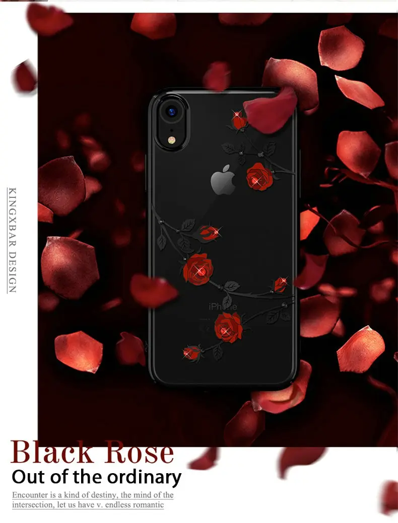 KINGXBAR Case for iPhone XR Floral Patternd Cover for iPhone XR Case Transparent for iPhoneXR Capa Luxury Crystal from Swarovski (3)