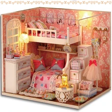 Dream Angels Handmade Wooden Doll House Toys With Furnitures Assembling DIY Miniature Model Kit Childre Gift