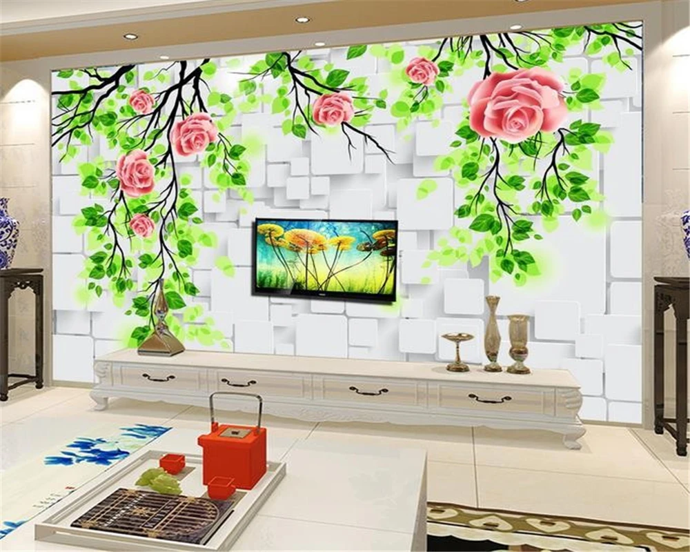 

beibehang HD rose murals Europe TV backdrop brick wallpaper living room bedroom murals wallpaper for walls 3d papel de parede