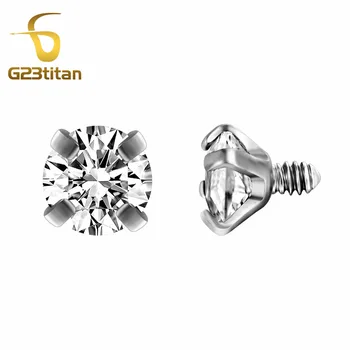 

G23titan 10 Colors Zircon Beads for Body Jewelry Internally Threaded Stainless Steel Balls Screw for Labret Curved Barbell