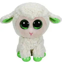 Ty Beanie Боос белый овец с зеленый ухо плюшевые игрушки куклы 6 "15 см
