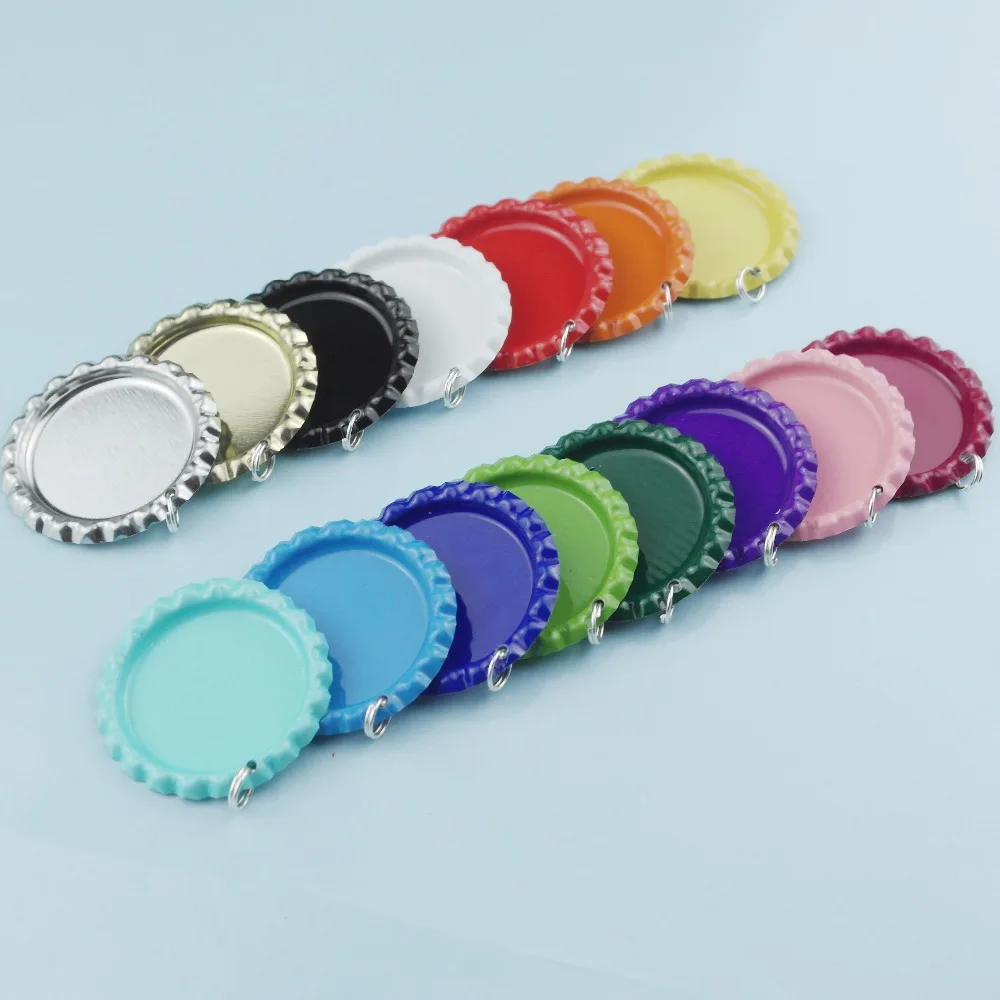 300 Pcs Both Side Colored Metal Flattened Bottle Caps For Jewelry Craft