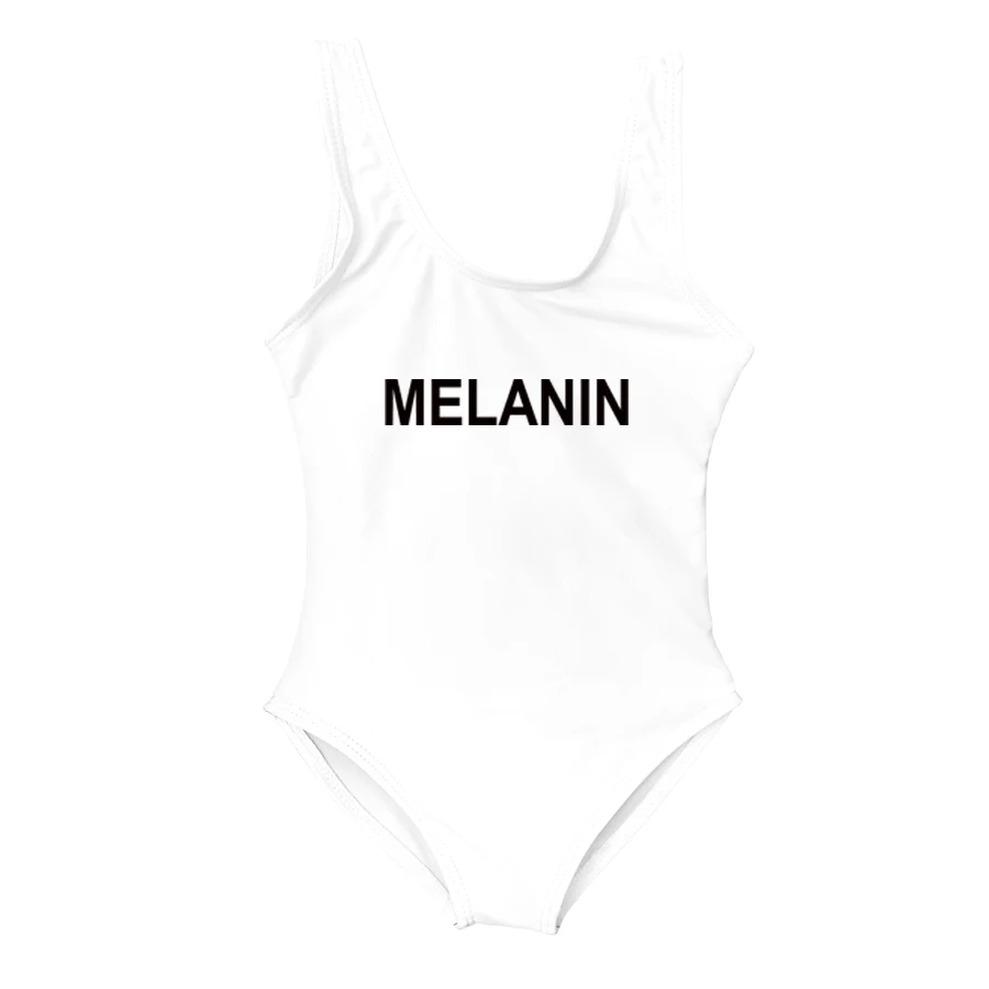 Kid Black Бикини для мамы и дочки с надписью «MELANIN»; одежда для купания для мамы и ребенка; купальные костюмы для мамы и детей; цельный купальник для женщин - Цвет: Kid Black