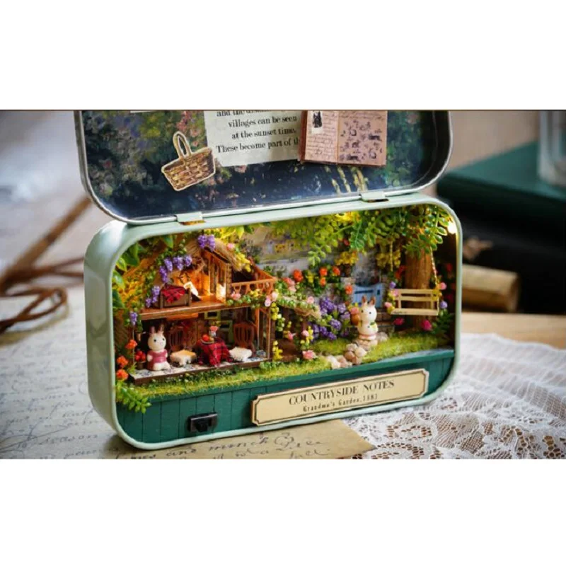 3D Led Light Diy Wooden Miniature Theater Children Toy Handmade Miniature Scene Furniture Doll House Box Toy Birthday Gift Jouet