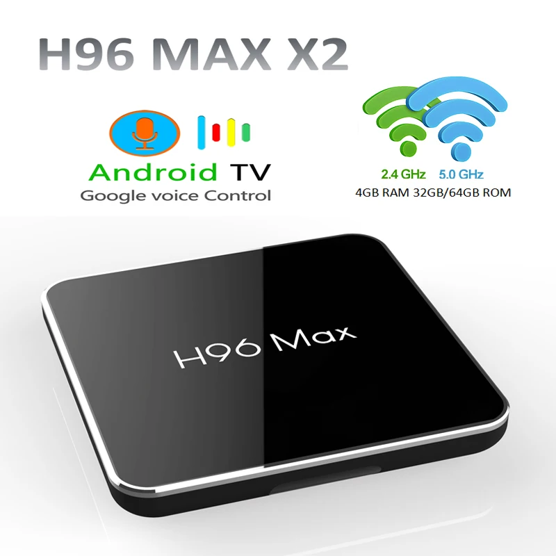 

H96 Max X2 Android 8.1 S905X2 LPDDR4 4GB 64GB Smart tv box Dual Wifi 2.4G 5.8G Media Player Set Top Box Google Voice Control