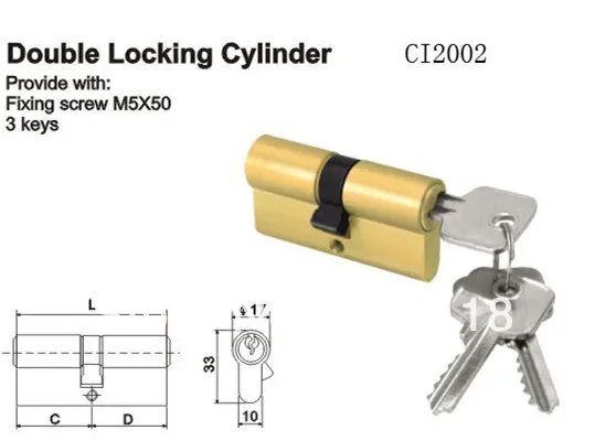High Secure Brass Door Lock Cylinder Parts For Door Thickness 38