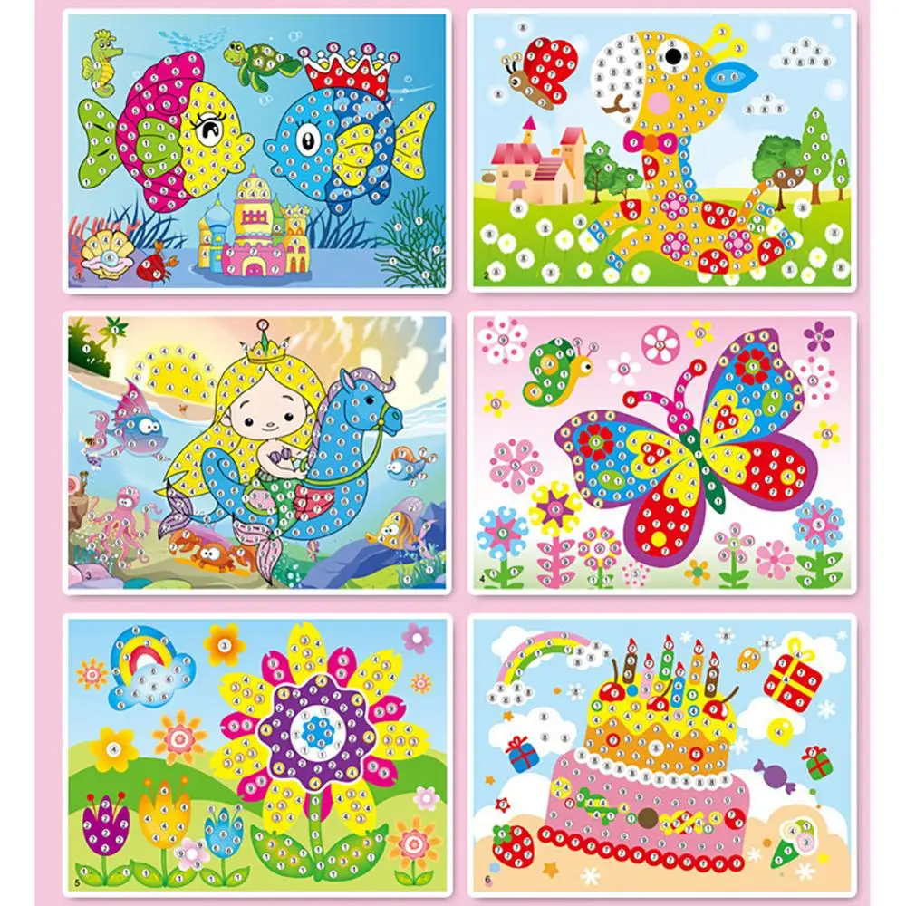 4Pcs DIY Crystal Diamond Stickers Painting Mosaic Puzzle Educational Kids Intelligence Developmental Toys