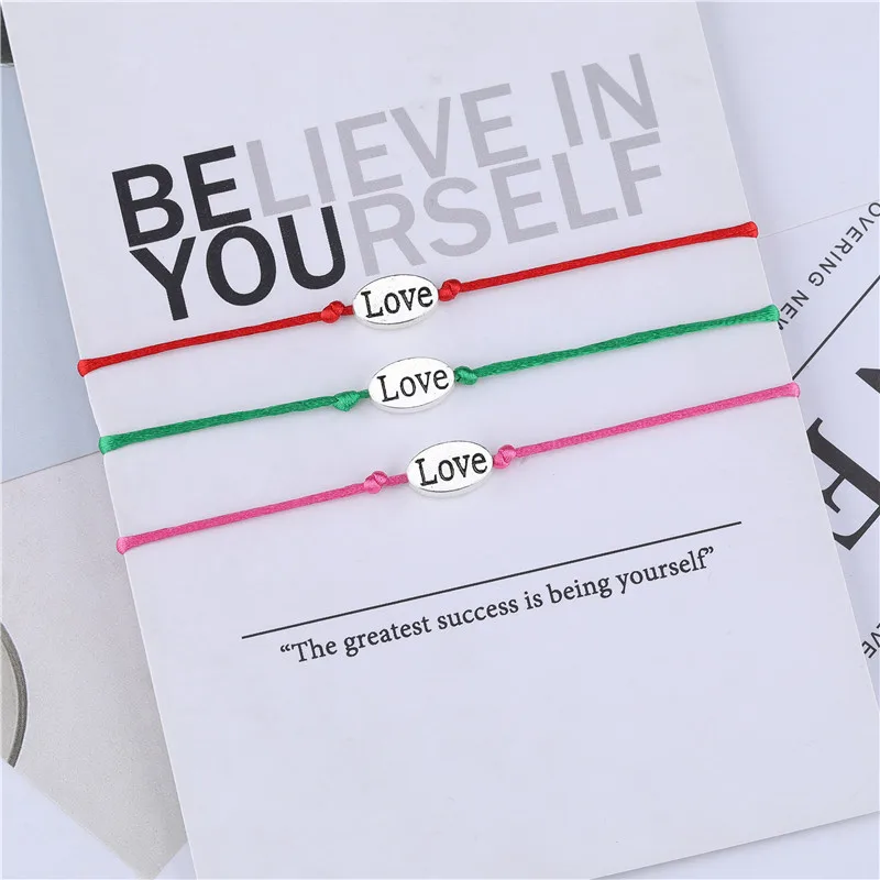 Love Forever Lucky красные Струнные Браслеты Wish для женщин мужчин пара детей цветные веревки браслеты для влюбленных ювелирные изделия Handmad