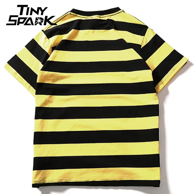 Yellow Black Red White Striped T-Shirt Cotton Vintage Hip Hop Harajuku Tops Tee Men Women Striped Tshirt Streetwear Short Sleeve 1