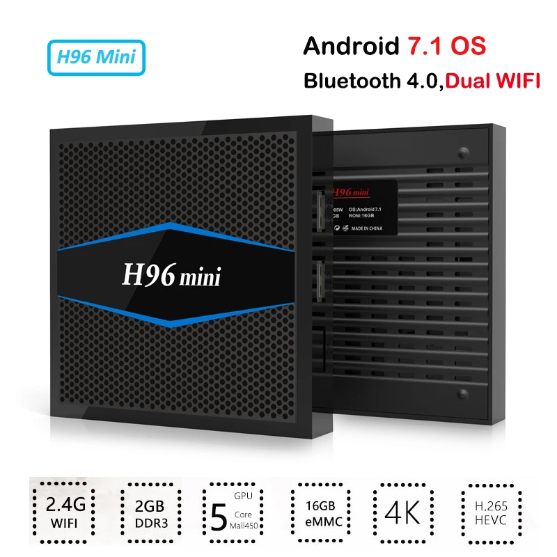 10 шт./лот H96 мини 4K 2 4G 5GHz Wifi Bluetooth телеприставка Смарт ТВ коробка android 7 1 Amlogic S905W